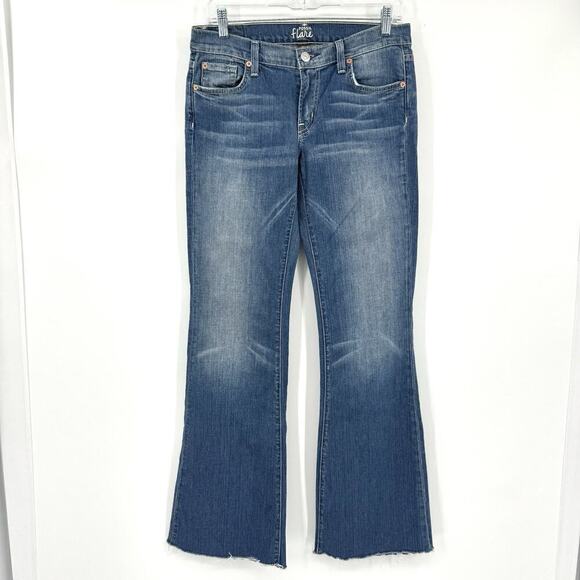 VTG Y2K FOSSIL Flare Women’s Jeans Worn Boot Cut 28 X 32 Raw Edge USA Made Low - Picture 2 of 8